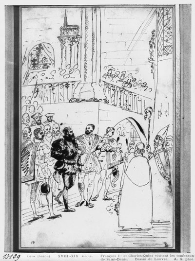 Francis I en Karel V in de Abdijkerk van Saint-Denis, c.1811 door Antoine Jean Gros